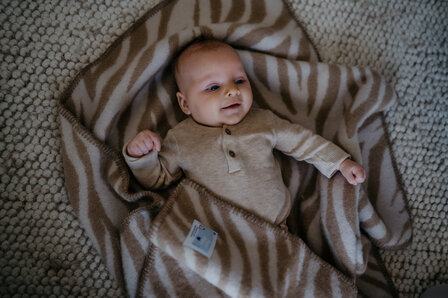 Baby blanket Wool - zebra - cream / beige