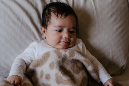 Baby blanket Wool - panther - cream / beige