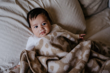 Baby blanket Wool - panther - cream / beige