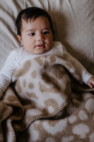 Baby blanket Wool - panther - cream / beige