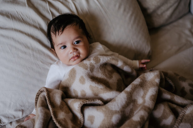 Baby blanket Wool - panther - cream / beige