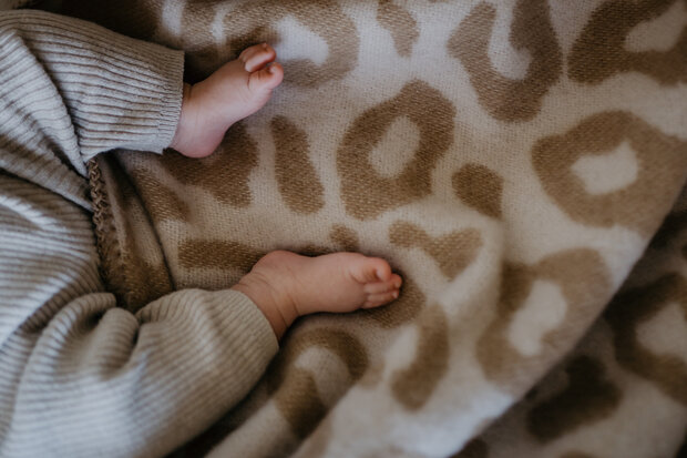 Baby blanket Wool - panther - cream / beige