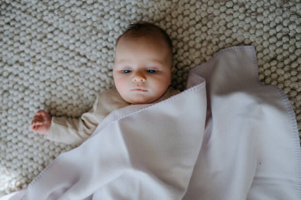 Lavender - Merino wool baby blanket 70x90 cm - woven