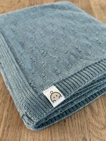 Turquoise - Merino wool baby blanket 80x100 cm - knitted