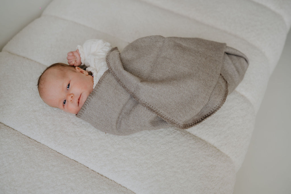 Wollen wiegdeken merino wol beige