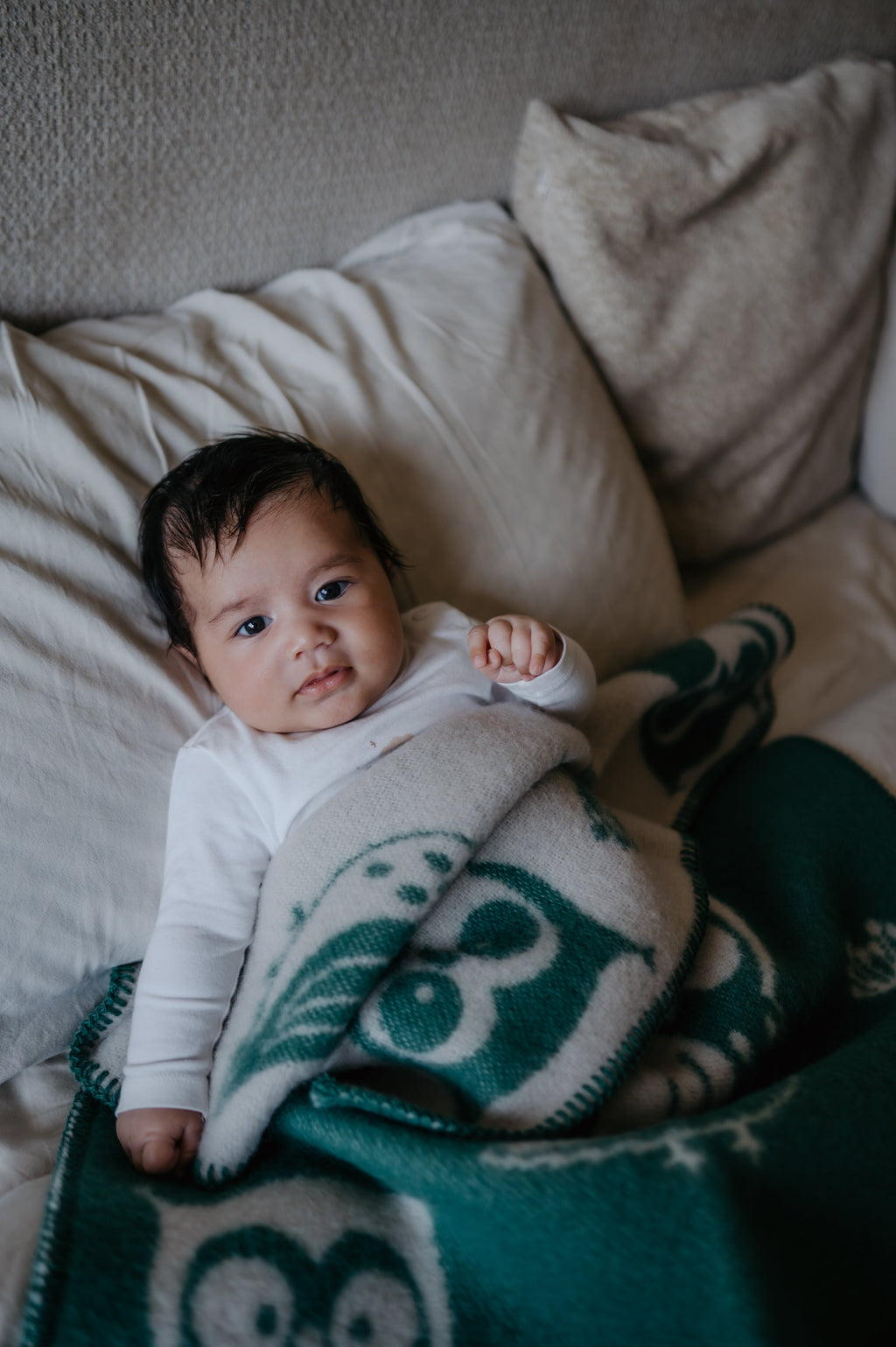 Wollen babydeken met uiltjes