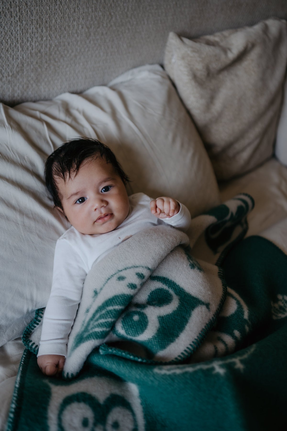 Wollen babydeken met uiltjes
