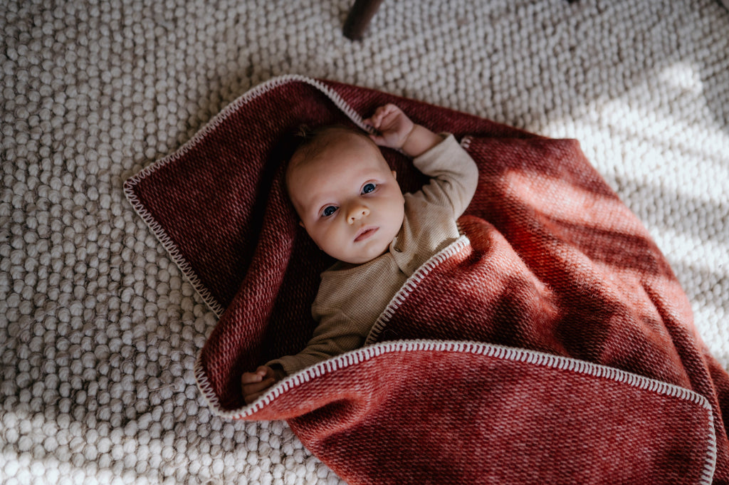 Cradle blanket wool - Bordeaux - Pure Baby Love