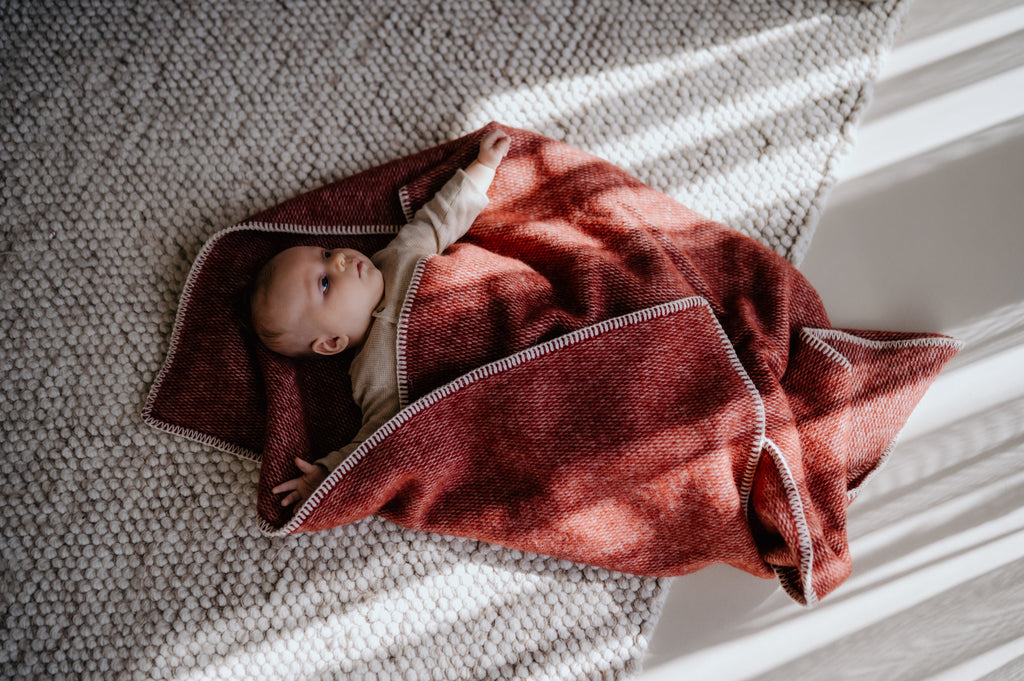 Cradle blanket wool - Bordeaux - Pure Baby Love