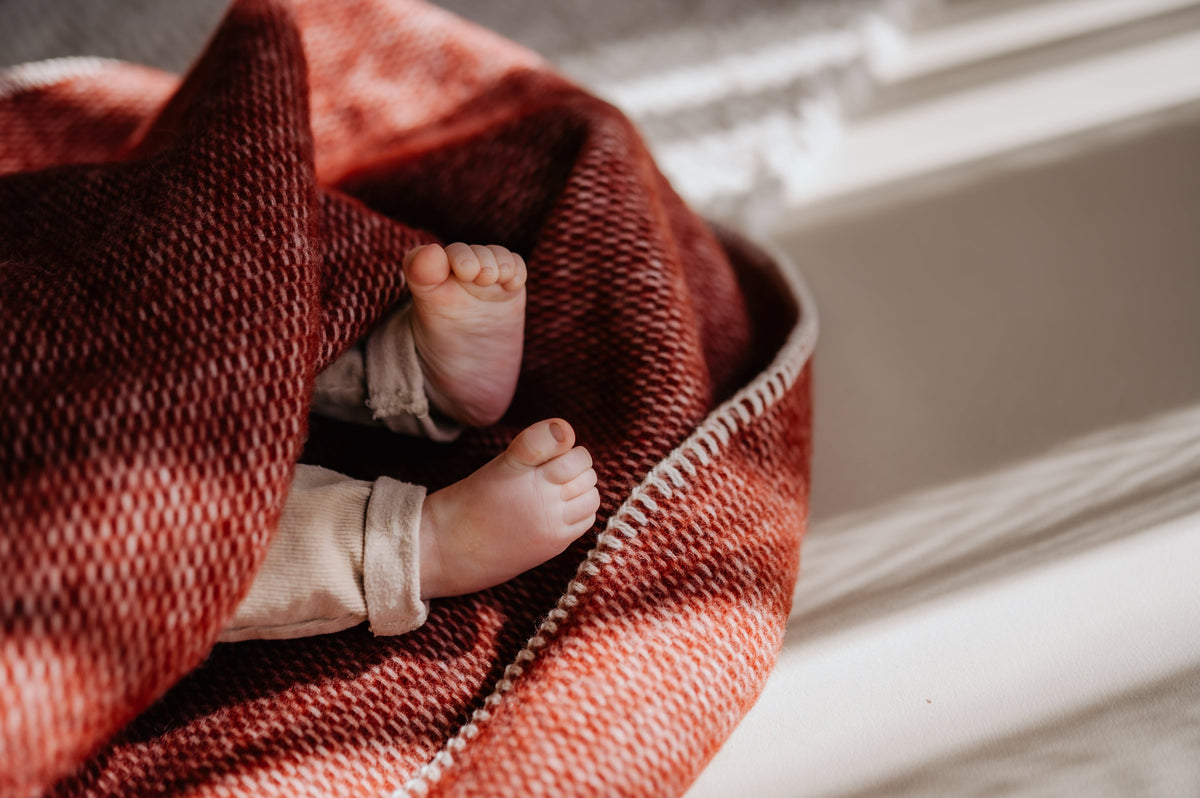 Cradle blanket wool - Bordeaux - Pure Baby Love