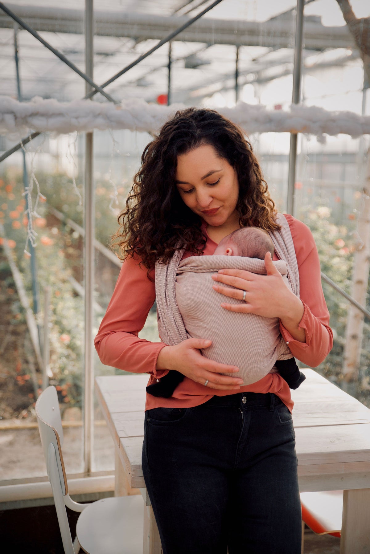 Geweven draagdoek roze